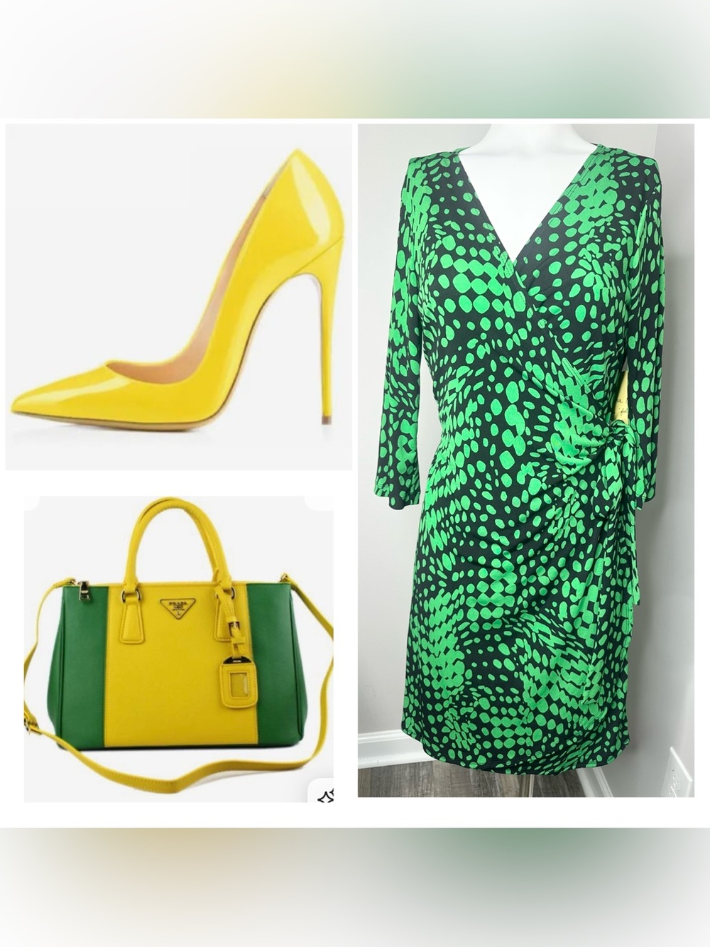 Emma & Michele Green Polka Dot Wrap Dress- nwt-medium